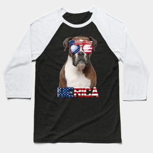 Merica Boxer Dog American Flag 4Th Of July Baseball T-Shirt